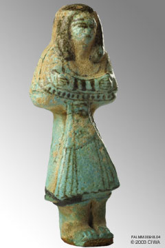 Shawabti in elaborate dress, 1340-1220 BC