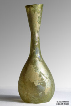 Iridescent funnel-mouth flask, Palestine