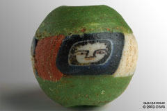 Mosaic bead with three faces, 1-100 AD