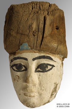 Carved face from a sarcophagus, Dyn. 18