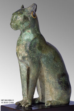 Bronze statuette of Bastet, Dyn. 26