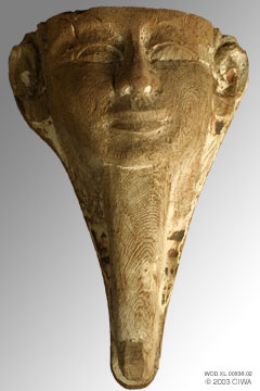 Carved face from a sarcophagus, N.K.