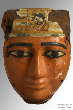 Face from a sarcophagus lid, Dyn. 26