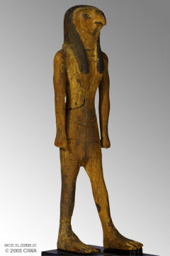 Wood statuette of Horus stiding, Dyn. 11